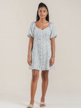 Rylee & Cru Dress Bardot Blue Floral sz xs